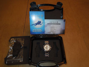 Deep Blue 46mm T-100 Diver Limited Edition Valjoux 7754 GMT Bracelet Watch
