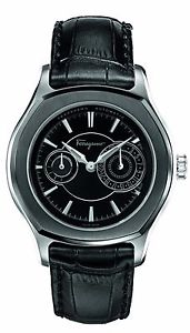 Ferragamo Men's FQ1070013 Lungarno Automatic Sub-Second Date Black Leather Watch