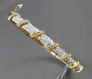 ESTATE .70CT DIAMOND 14KT WHITE & YELLOW GOLD SPIRAL BANGLE BRACELET CHIC #16113