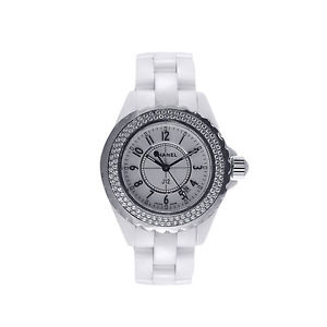 Chanel J12 Watch- White Ceramic - 38MM Quartz - Diamond Bezel - H0967