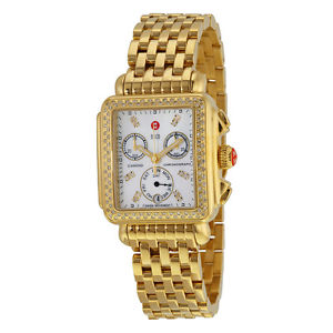 Michele Deco Day Mother of Pearl Dial Gold-tone Diamond Dial Watch MWW06P000100
