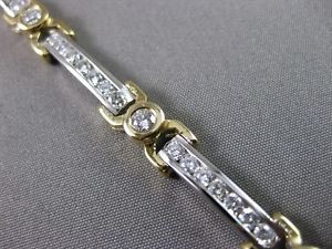 ESTATE WIDE 3.05CT DIAMOND 14KT WHITE & YELLOW GOLD ETOILE TENNIS BRACELET 15075