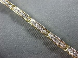 ESTATE 1.80CT DIAMOND 14KT YELLOW GOLD FILIGREE CHANNEL TENNIS BRACELET #21695
