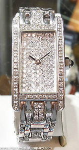 Ladies Geneve Watch - Quartz - 14k White Gold & Diamonds (4.ct Diamond Wt) 45p/w