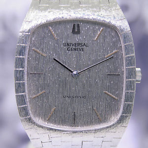 Universal Genève Unisonic Stimmgabeluhr 18K Weißgold Top Sammler Dresswatch