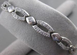 ESTATE WIDE 2.80CTW DIAMOND 14K WHITE GOLD FILIGREE SWIRL BRACELET 7.4" #21539