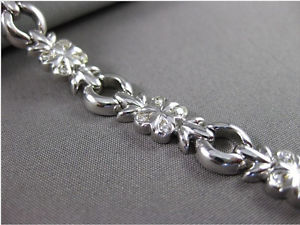 ANTIQUE WIDE .64CT DIAMOND 14KT WHITE GOLD FLORAL BRACELET BEAUTIFUL!! #11573