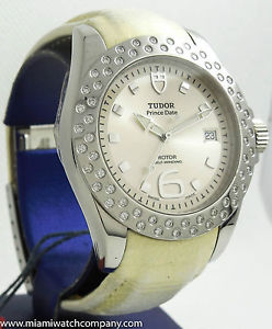 Ladies Tudor "Prince Date" Watch - Factory Diamond  Bezel - Box & Cert - 40mm