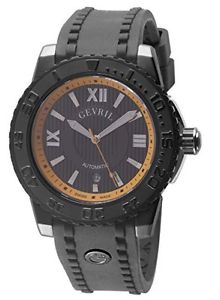 Gevril Men's Watch 3112 Seacloud Automatic Black IP Case Date Rubber Strap