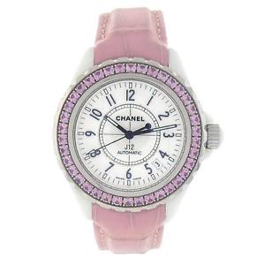 Chanel J12 H1337 Ceramic Pink Sapphire White Ladies Watch Retail Price:$9,000.00