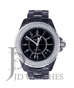 Chanel J12- Black Cermaic- 38MM Automatic- AM Diamond Bezel - H0950