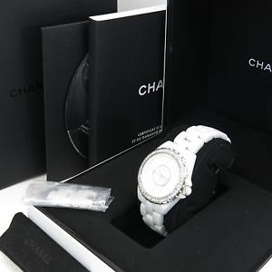 Auth CHANEL J12 H3110 33mm 8Diamonds Bezel White Ceramic Watch