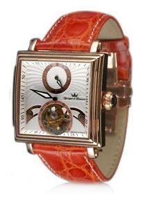 Yonger and Bresson Men's YBH 8304L-04 Automatic Orange Crocodile Calfskin Watch
