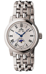 Gevril Men's 2301 Chelsea Automatic Moon Phase Stainless Steel Watch