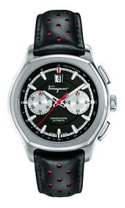 Ferragamo Men's FQ1080014 LUNGARNO Chrono Automatic Black Leather Date Watch