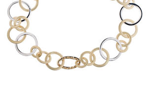 Halskette Phantasie 14kt Gelbgold Weißgold Handarbeit 500mm UVP 4.490,- Neu