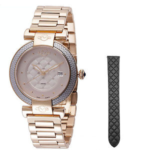 GV2 By Gevril Women's 1502 Berletta Diamonds Rose Gold IP Stainless Steel Watch