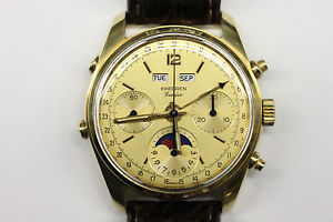EKEGREN TRIPLE DATE MOONPHASE CHRONOGRAPH 18K YELLOW GOLD VALJOUX 88