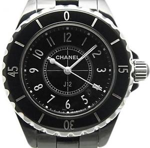 Pre-Owned CHANEL J12 Quartz Ceramis/SS Black Dial Women's Wristwatch H0682, ML