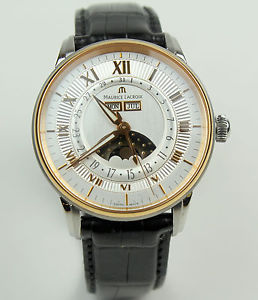 Authentic MAURICE LACROIX MP6428 Masterpiece Moon Face  Watch Gold Silver New