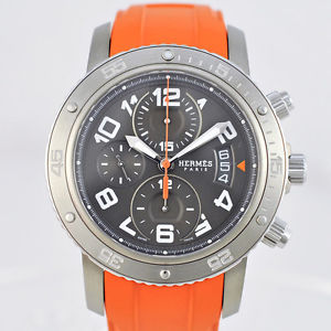 Pre-Owned HERMES Clipper Diver Chronograph SS Men's Automatic Watch CP2.941,MR