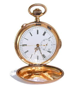 1880s AntiQue SWISS 14K SOLID Gold Quarter REPEATER Chronograph 58mm Pocket Watc