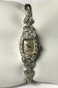 14kt White Gold 0.70ct TW Diamond Bulova Ladies Antique Watch