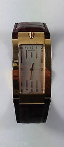 Movado 18k Solid Genuine Rose Gold Elliptica Wrist Watch Burgundy Alligator Band