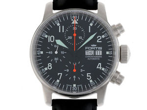 Fortis Flieger Stahl Chronograph Automatik Armband Leder 40mm UVP 2.195,- Neu