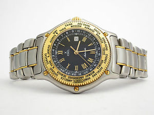EBEL VOYAGER GMT WORLDTIME AUTOMATIK STAHL/GOLD HERRENUHR BOX&PAPIERE