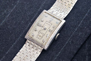 HAMILTON PLATINUM DIAMONDS WRISTWATCH Vintage men's w/14k white gold band