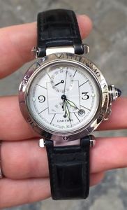 Cartier Pasha (Santos) power Gmt 38 steel acciaio automatic chrono 2388