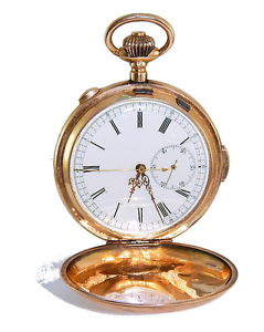 1880s AntiQue SWISS 14K SOLID Gold Quarter REPEATER Chronograph 58mm Pocket Watc