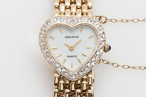 Estate $8000 Swiss Geneve HEART 1.50ct Diamond 14k Gold Ladies Watch NICE!!! 38g