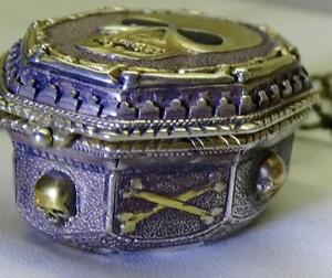MUSEUM 18th C. Silver Memento Mori Skull Verge Fusee watch by J.L.Patron
