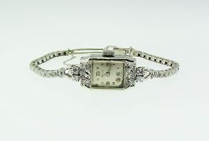 Antique 14 K white gold and diamond Gübelin watch