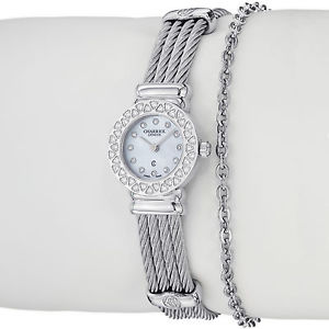 Charriol Women's 'St Tropez' Diamond Dial Stainless Steel Quartz Watch