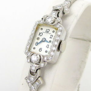 Vintage HAMILTON Platinum & 1.2ct Diamond 17 Jewell 911Cal Womens Wrist Watch |G