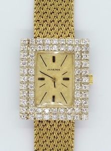 Vintage Ladies Juvenia 18K Yellow Gold & Diamond Ladies Automatic Watch REDUCED