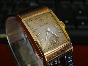 Vintage 1940's Bulova Men's Watch 14K Rose Gold 17Jewels Tanke Cal 8AE