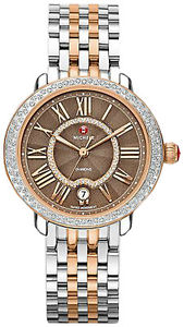 Michele Serein 16 Diamond Rose Gold Cocoa Diamond Dial Ladies Watch MWW21B000061