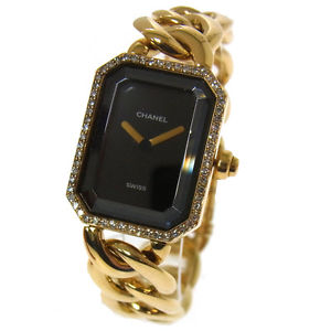 Auth CHANEL Premiere Diamond Bezel Wristwatch Quartz Solid Gold YG K18 LP14892