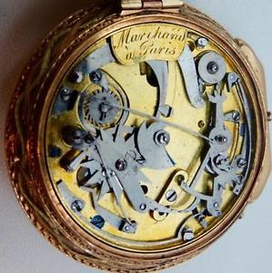 MUSEUM Marchand 22k gold&enamel Fusee Cylinder Dumb Repeater watch&Painting