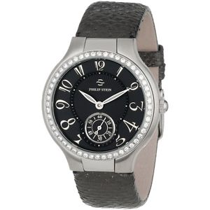 Philip Stein Womens 41D-FB-UGM Round Diamond Gunmetal Karung Strap Watch image 1