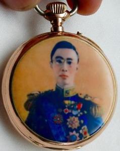 MUSEUM  Benjamin Haas&Cie Gold&Enamel watch  掛表 挂表.Emperor Pu Yi of China.DRAGON