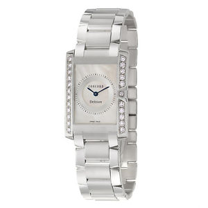 NEW $21290 18K WHITE GOLD LADIES CONCORD DELIRIUM MOP DIAL DIAMOND BEZEL SWISS