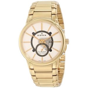 Edox Mens Les Bemonts GoldWhite Stainless Steel Watch