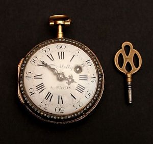 France Paris Pocket Watch Gold Enamel Diamonds Freres Melly 18th century
