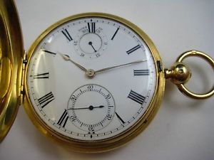 ENGLISH 18K HUNTING CASE RARE UP-DOWN LUND & BLOCKLEY C. LATE 1800'S BUY IT NOW