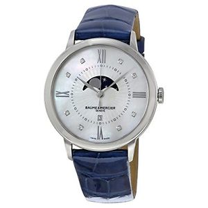 Baume and Mercier Classima Mother of Pearl Dial Blue Leather Ladies Watch 10226